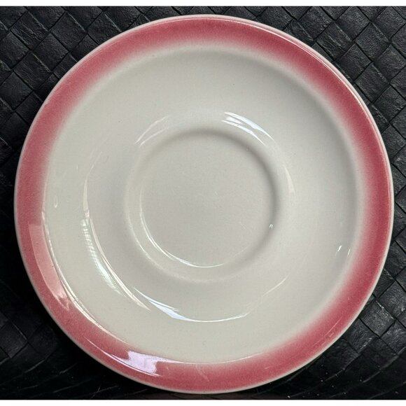 Homer Laughlin HEAVY Restaurant Ware Pink Red Ombre White Coffee Cup Saucer Set - Picture 9 of 13